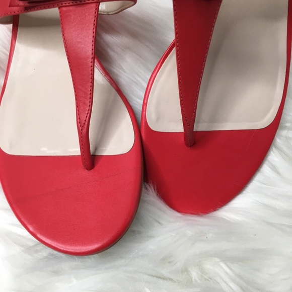 Cole Haan red thong front bow sandals 10B - Picture 2 of 6